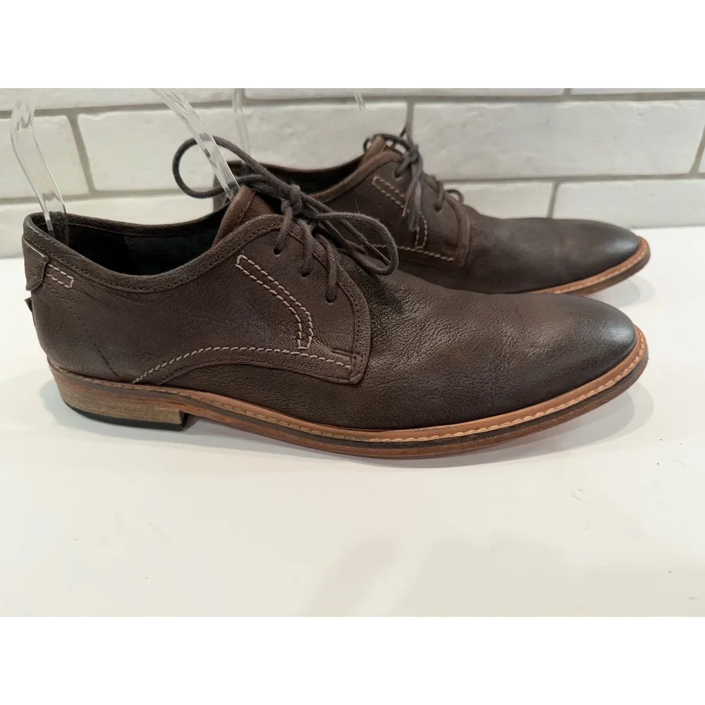 Kenneth Cole Reaction Oxfords Mens 8.5 Brown Leather Prove-N Dress Shoes Lace Up